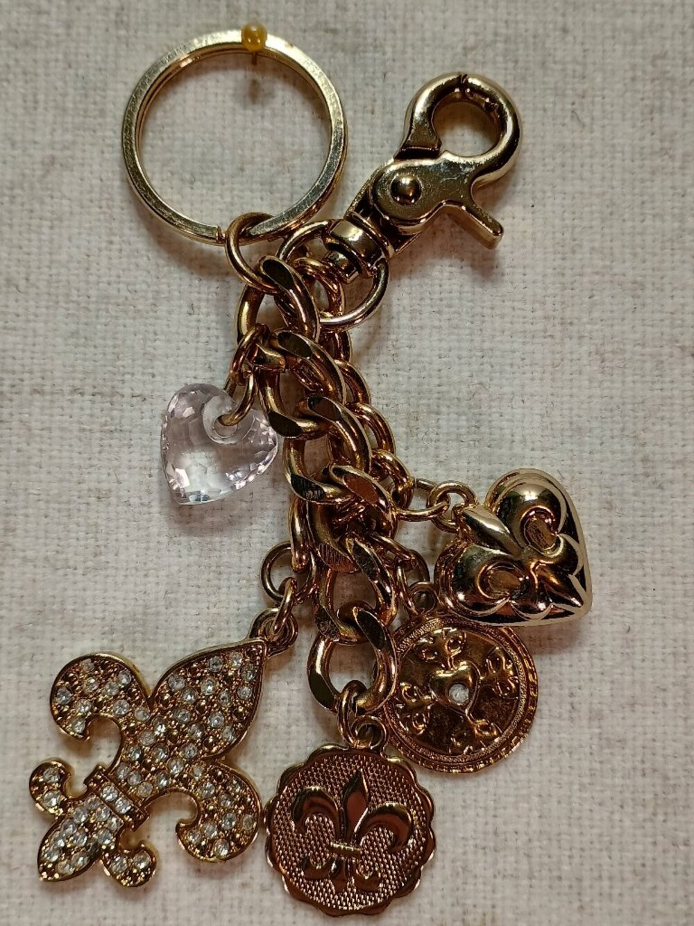 Kathy Van Zeeland Gold-Tone Fleur-de-Lis Charm Keychain / Bag Charm